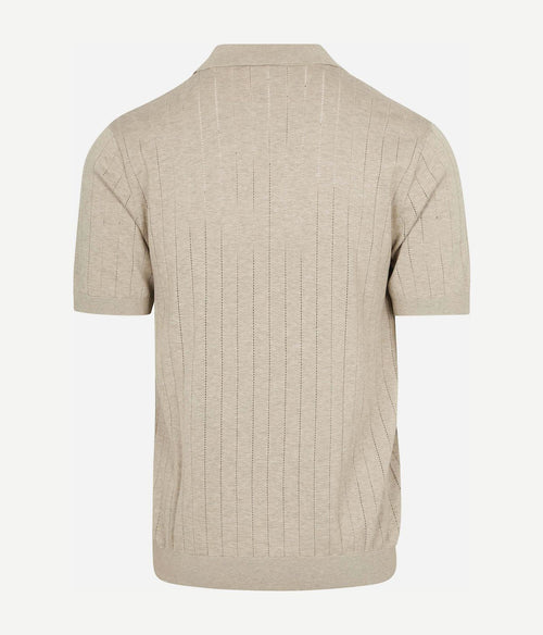 Knitted halve rits poloshirt dropneedle beige