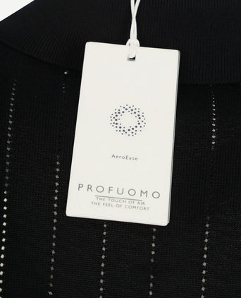 Knitted halve rits poloshirt dropneedle donkerblauw