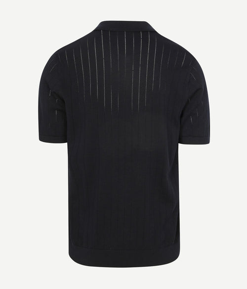Knitted halve rits poloshirt dropneedle donkerblauw