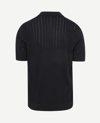 Knitted halve rits poloshirt dropneedle donkerblauw