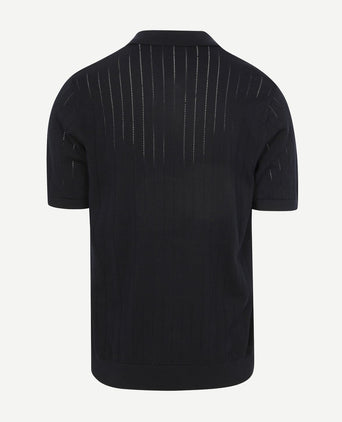 Knitted halve rits poloshirt dropneedle donkerblauw