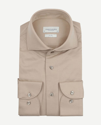 Profuomo knitted overhemd beige | Slim-fit