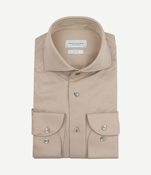 Knitted overhemd beige