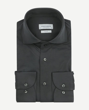 Profuomo knitted overhemd donkergroen | Slim-fit