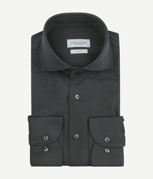 Profuomo knitted overhemd donkergroen | Slim-fit