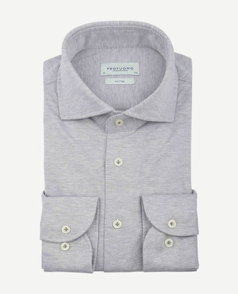 Profuomo knitted overhemd grijs