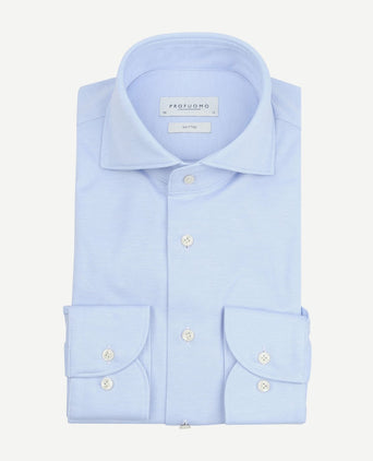 Profuomo knitted overhemd lichtblauw | Slim-fit