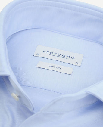 Profuomo knitted overhemd lichtblauw | Slim-fit