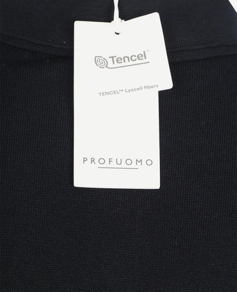 Knitted poloshirt donkerblauw