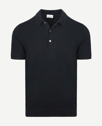 Knitted poloshirt donkerblauw