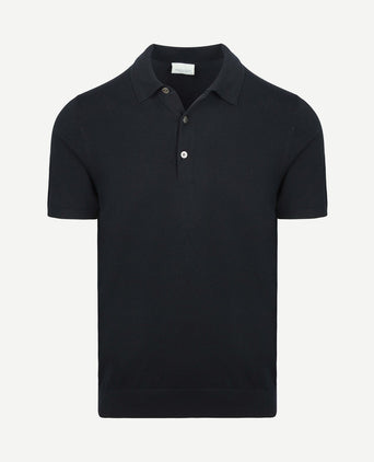 Knitted poloshirt donkerblauw