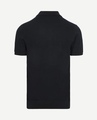 Knitted poloshirt donkerblauw