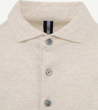Profuomo longsleeve polo beige melange | Slim-fit Profuomo longsleeve polo beige melange | Slim-fit