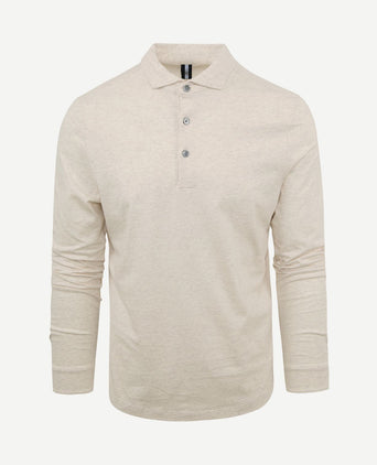 Longsleeve polo beige melange