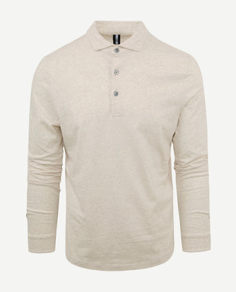 Profuomo longsleeve polo beige melange | Slim-fit