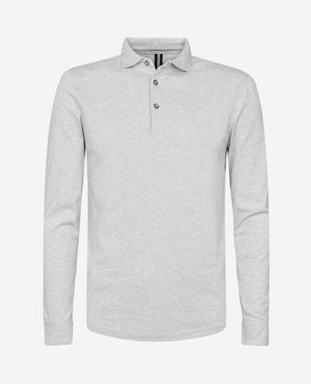 Longsleeve polo grijs melange