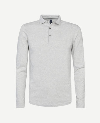 Longsleeve polo grijs melange