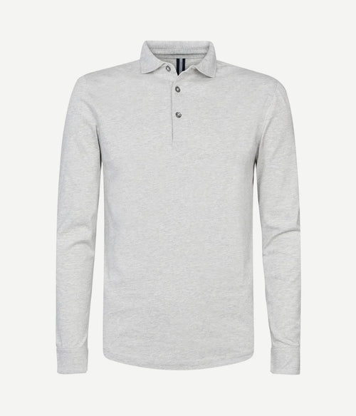 Profuomo longsleeve polo grijs melange | Slim-fit
