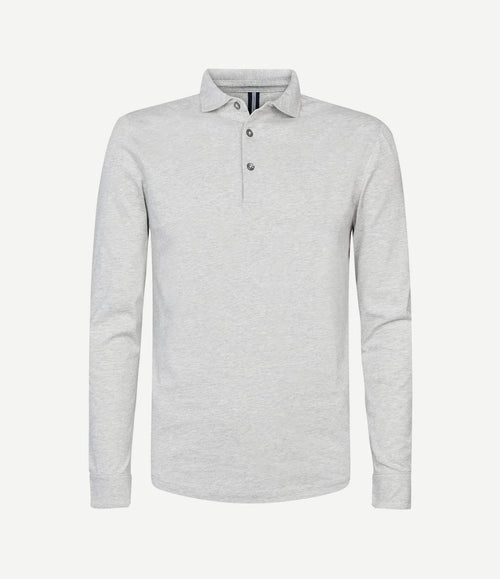 Longsleeve polo grijs melange