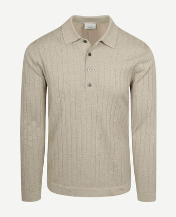Longsleeve poloshirt dropneedle beige