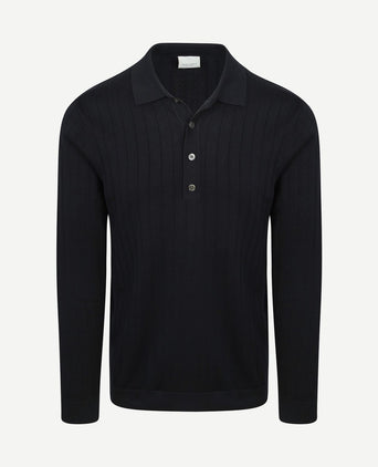 Longsleeve poloshirt dropneedle donkerblauw