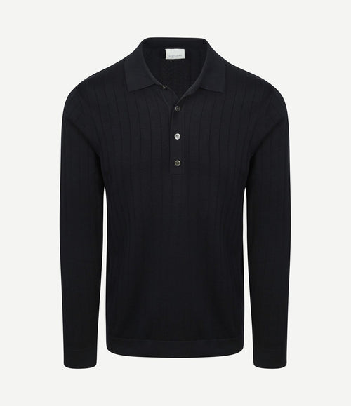 Longsleeve poloshirt dropneedle donkerblauw