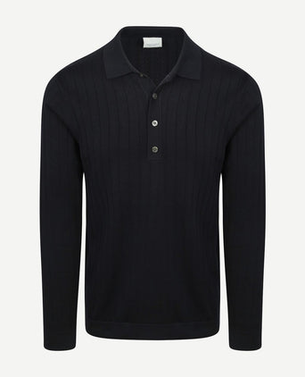Longsleeve poloshirt dropneedle donkerblauw