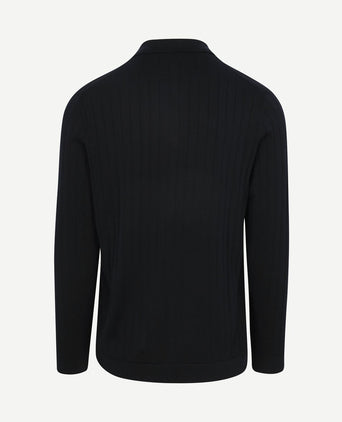 Longsleeve poloshirt dropneedle donkerblauw