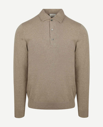 Profuomo longsleeve poloshirt luxury basic beige
