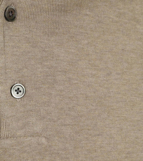 Profuomo longsleeve poloshirt luxury basic beige