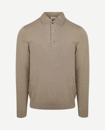 Longsleeve poloshirt luxury basic beige
