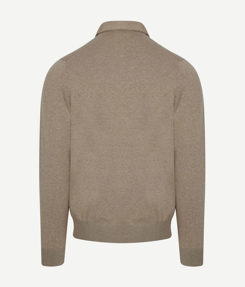 Profuomo longsleeve poloshirt luxury basic beige