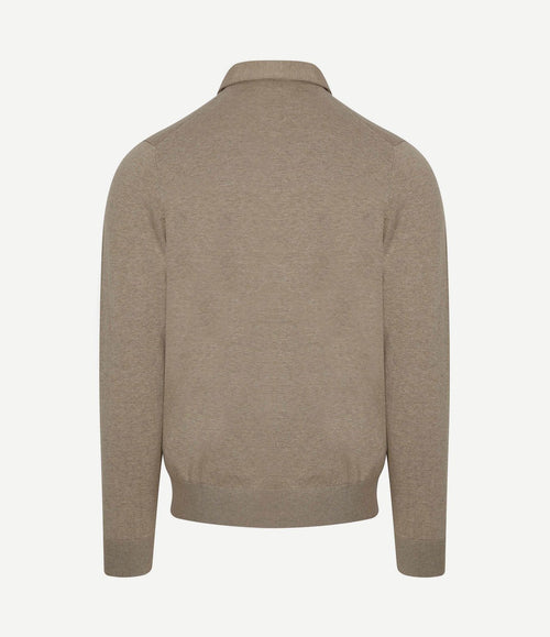 Longsleeve poloshirt luxury basic beige