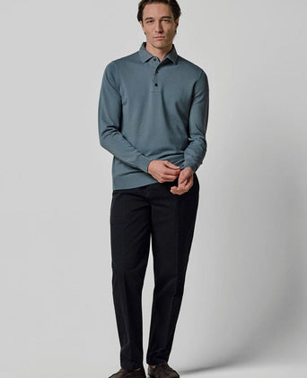 Longsleeve poloshirt luxury basic blauw