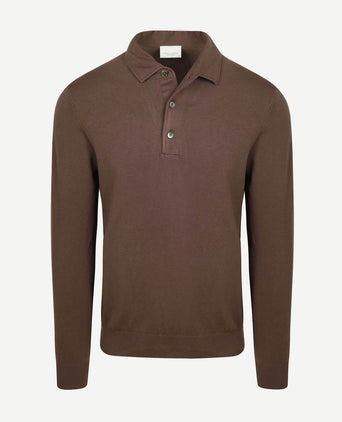 Longsleeve poloshirt luxury basic bruin
