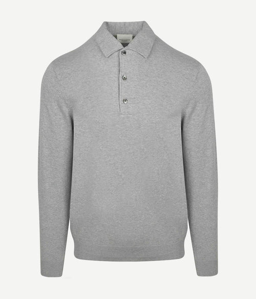 Longsleeve poloshirt luxury basic grijs