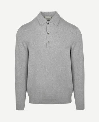 Longsleeve poloshirt luxury basic grijs