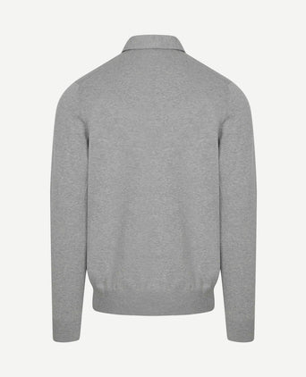 Longsleeve poloshirt luxury basic grijs