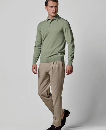 Longsleeve poloshirt luxury basic groen