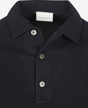 Profuomo longsleeve poloshirt luxury basic donkerblauw