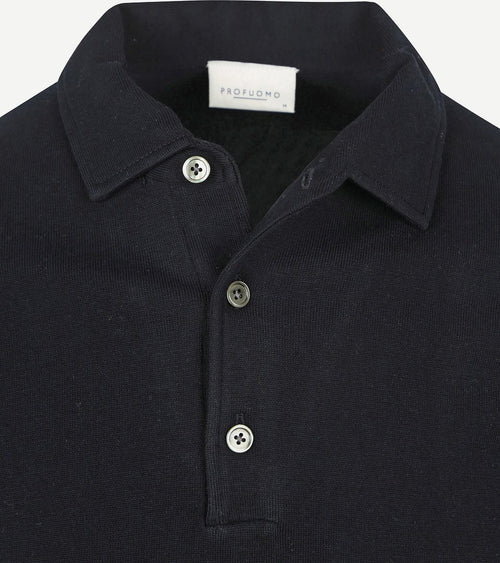 Profuomo longsleeve poloshirt luxury basic donkerblauw