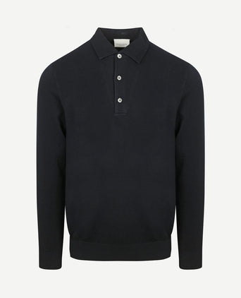 Longsleeve poloshirt luxury basic donkerblauw