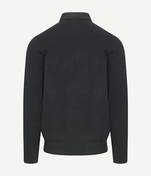 Profuomo longsleeve poloshirt luxury basic donkerblauw