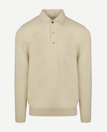 Profuomo longsleeve poloshirt luxury basic off white