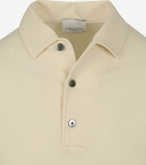 Profuomo longsleeve poloshirt luxury basic off white