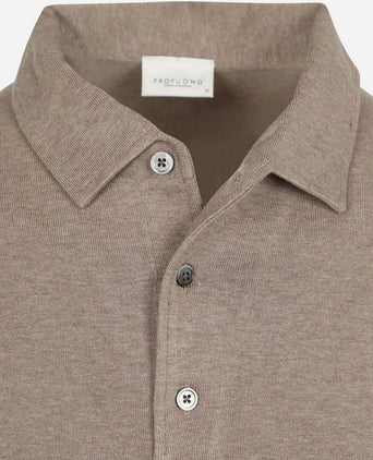 Profuomo longsleeve poloshirt luxury basic taupe