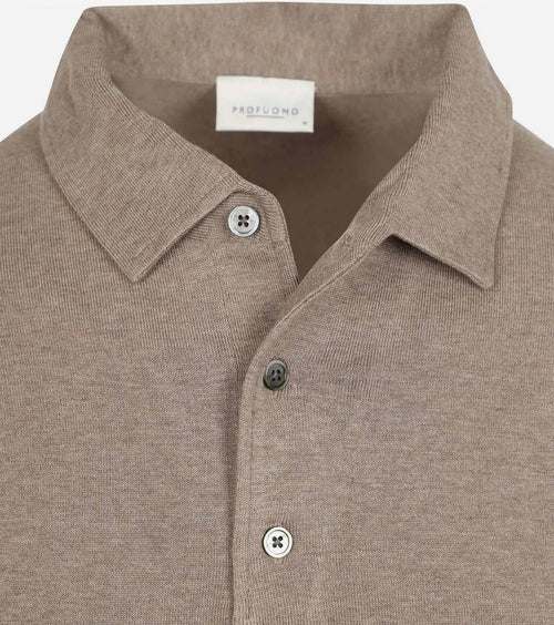 Profuomo longsleeve poloshirt luxury basic taupe