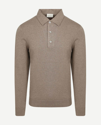 Profuomo longsleeve poloshirt luxury basic taupe