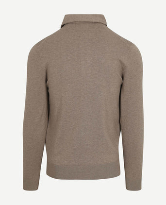 Profuomo longsleeve poloshirt luxury basic taupe