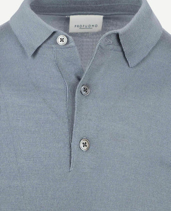 Longsleeve poloshirt merinowol blauw